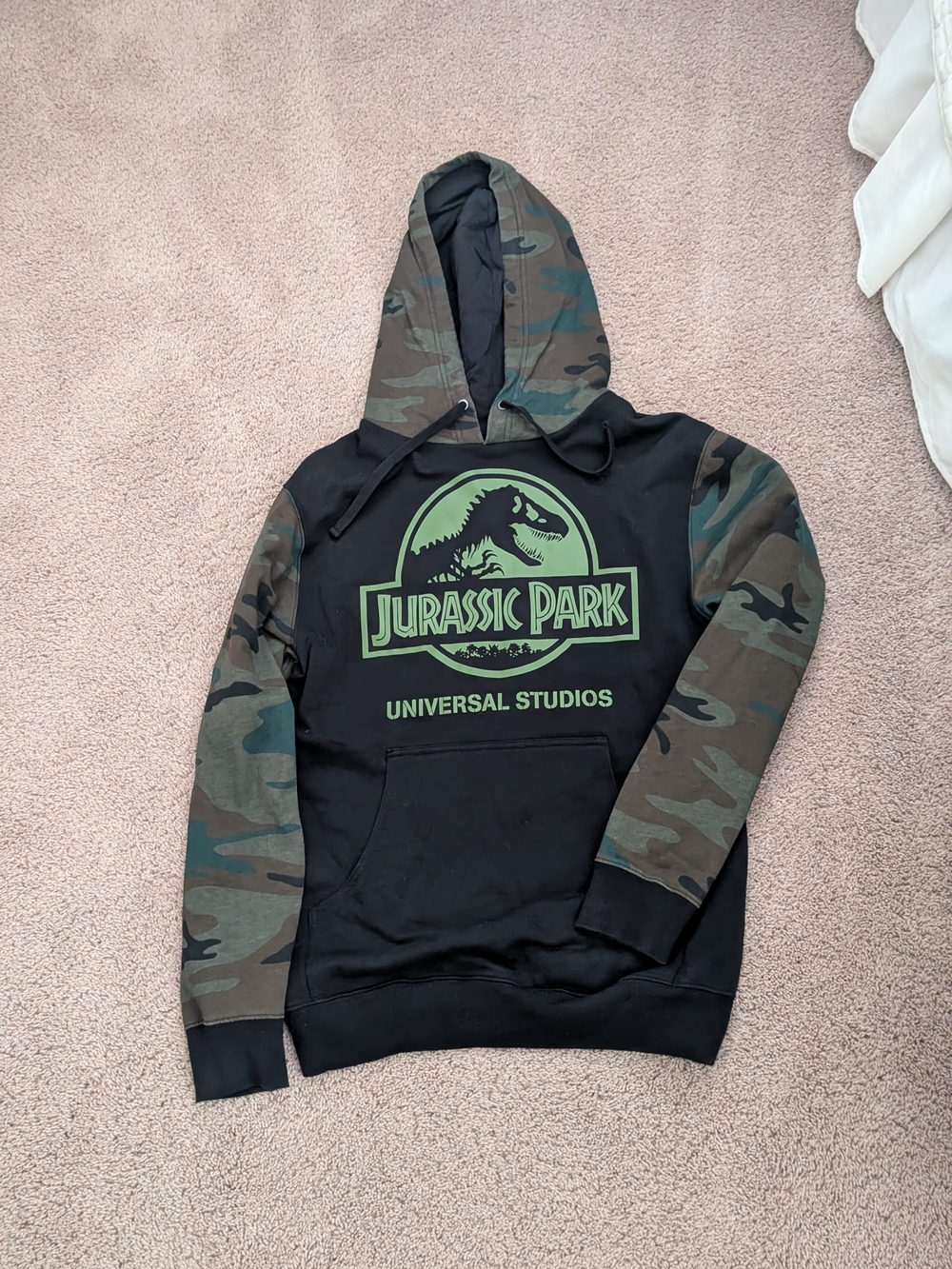 Jurassic Park Universal Studios Black & Green Camo Hoodie